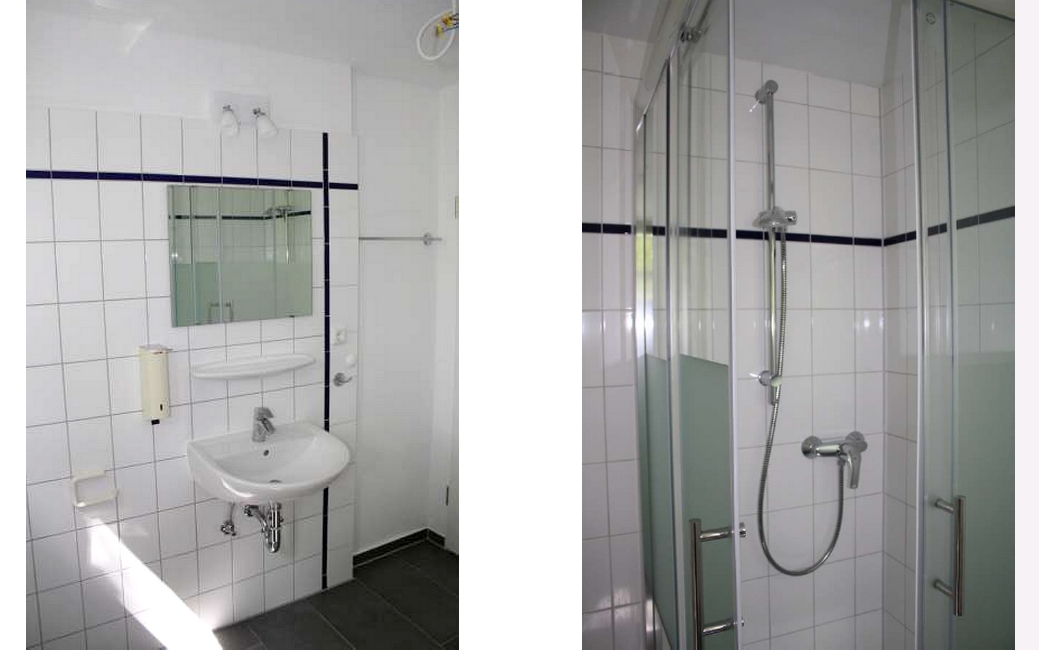 Waschbecken und Dusche