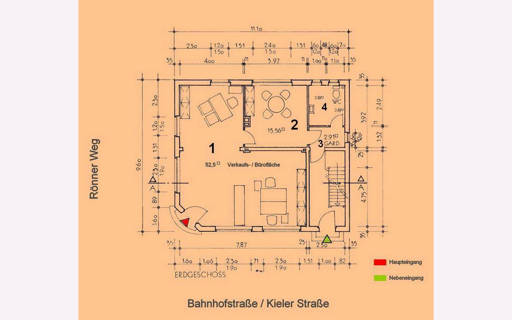 Raumaufteilung Grundriß