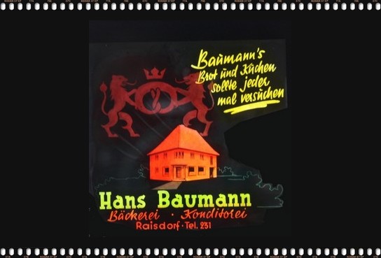 Kinowerbung Bäckerei Hans Baumann - Lichtspiele Rosenheim