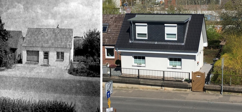 Schlachterei Wieser in der Bahnhofstraße Schwentinental damals und heute Wohnhaus