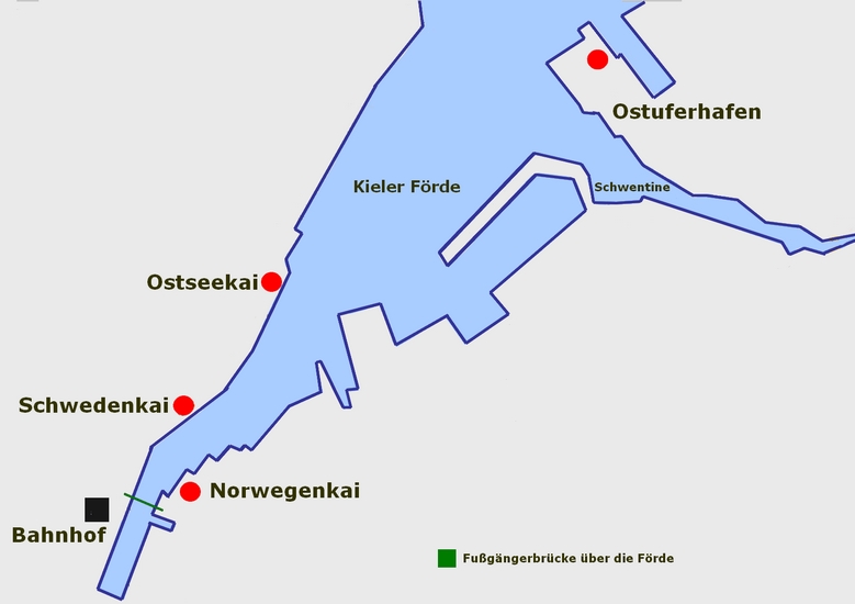 Lageplan Fähr- und Kreuzfahrtterminals in Kiel